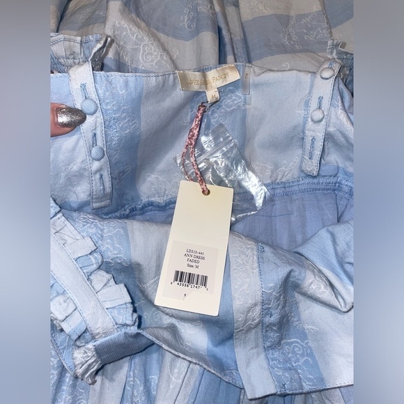 New! LoveShackFancy Anne Stripe Midi Dress 🩵 Medium NWT! - Picture 15 of 16